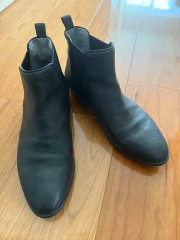 [ 다이애나 ] 23.5 블랙 가죽 사이드 고어 부츠