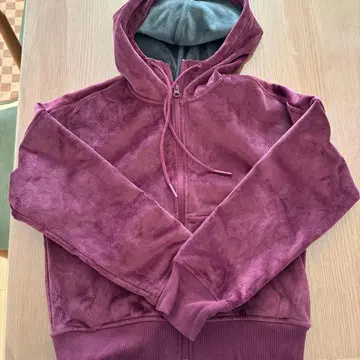 adidas 코듀로이 후드 부착 후드티 보라색