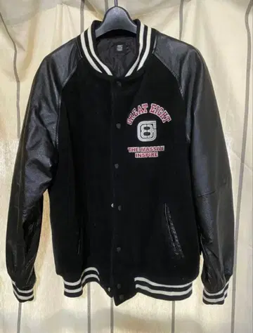 Great Eight 울 양가죽 바시티 자켓 블랙 L 사이즈