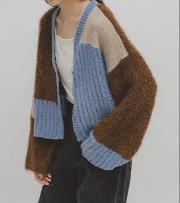 KBF 패치워크 니트 가디건