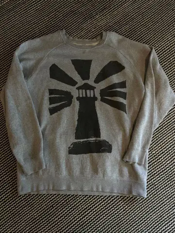 등대 프린트 그레이 맨투맨 아트 XL