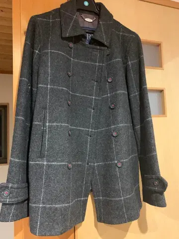 ROPE 로페 그레이 계열 체크 더블 브레스트 코트 아우터 7호 익명