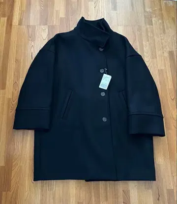 프레임워크 멜톤 스탠드 판초 코트 블랙 38 새상품