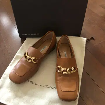 PELLICO 브라운 가죽 체인 로퍼
