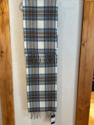 캐시미어 100% 머플러 체크 무늬 블루 EVSEG