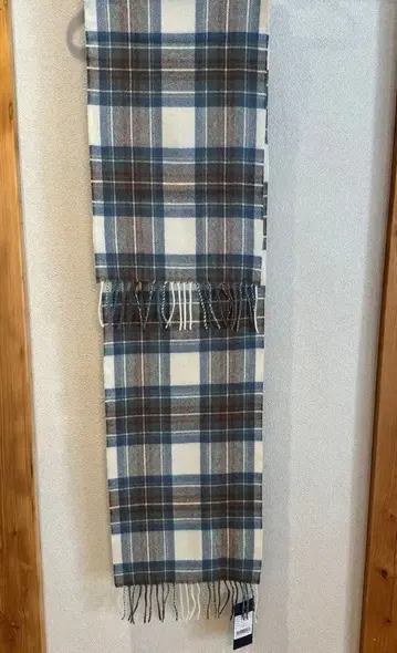 캐시미어 100% 머플러 체크 무늬 블루 EVSEG