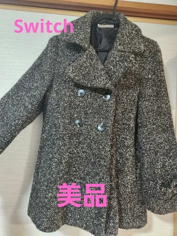 새상품급 SWITCH 트위드 더블 브레스트 코트 브라운