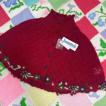 [택 포함] *호코모모라* 케이프 크로쉐 니트 울 혼방 모헤어 레트로