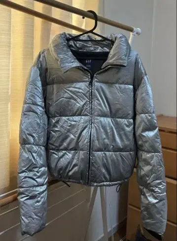 빅 퍼프 크롭 자켓 실버 그레이