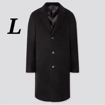 컨디션 최상 유니클로 남성용 울 캐시미어 체스터 코트 L 사이즈 블랙