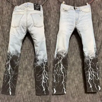 Marc Jacques Burton 썬더 프린트 스키니 데님 슬림