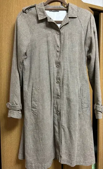 오니바 코튼 린넨 스탠드 칼라 코트 스프링 코트