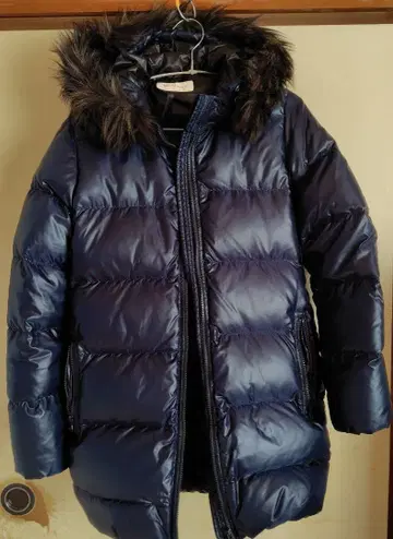 [ moussy ] 후드 퍼 네이비 롱 다운 자켓 M 사이즈