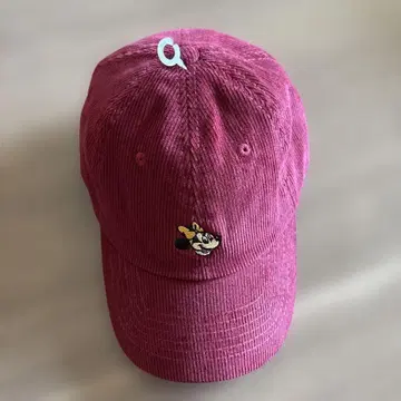 미니 마우스 자수 코듀로이 캡 와인 레드