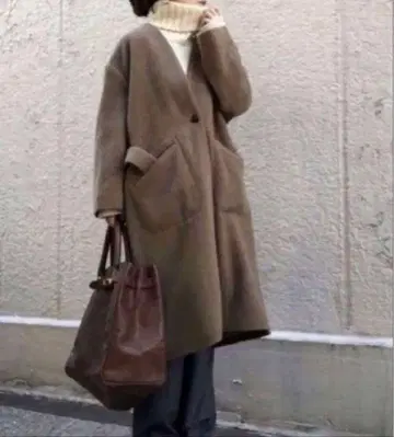 IENA 울 모사 노카라 코트 브라운 38