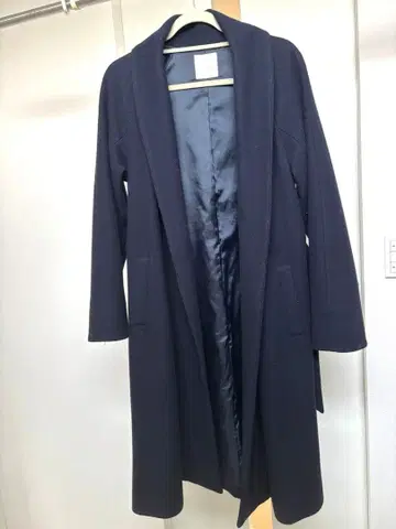 네이비 롱 코트 허리 벨트 포함