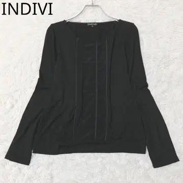 인디비 블라우스 V넥 핀턱 캐주얼 블랙 사이즈 38