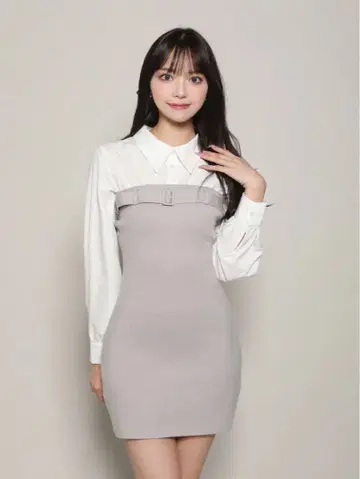 다리치 셔츠 도킹 타이트 미니 원피스 (FL)