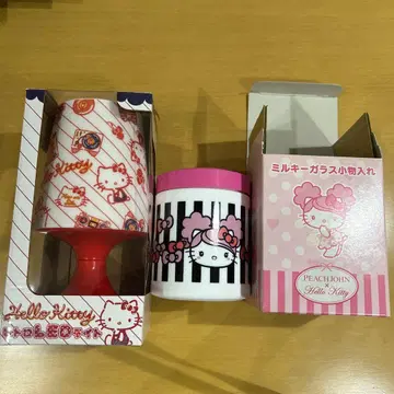 헬로키티 레트로 LED 라이트 & 밀키 유리 소품함