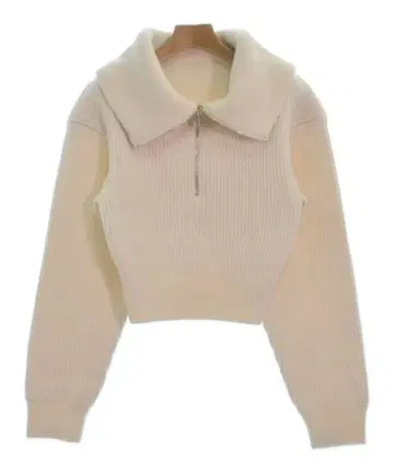 JACQUEMUS 아이보리 리브 니트 크롭