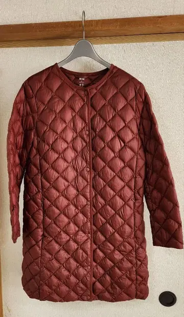 91 유니클로 다이아 퀼트 다운 코트 XL 와인