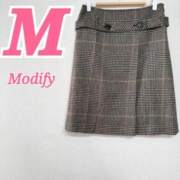 모디파이 글렌체크 플레어 스커트 M 벨트 스커트 캐주얼