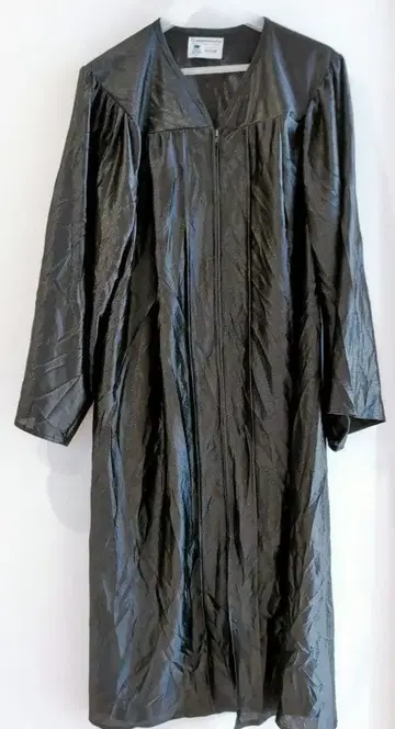 블랙 광택 지퍼 로브 졸업식