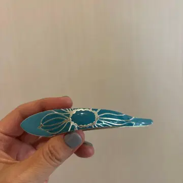 피카레 파랑 꽃 무늬 헤어핀 블루