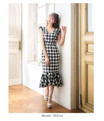 jewels 깅엄 체크 프릴 드레스
