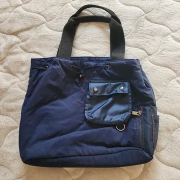 MONO COMME CA 네이비 나일론 토트백