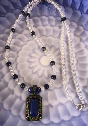 펜던트 목걸이 수정, 라피스라줄리 칠보 상감 현품 무료 배송