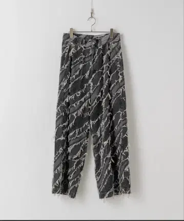 Casper John 프린지 자카드 배기 데님