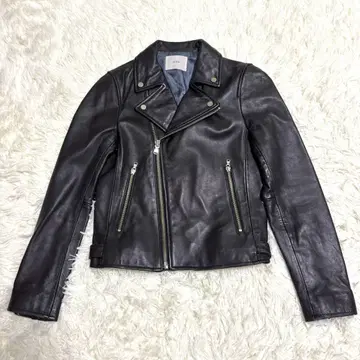 [ 새상품급 ] 이에나 더블 라이더 자켓 양가죽 램 가죽 블랙 36 S