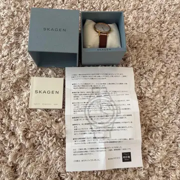 SKAGEN 아날로그 손목시계 브라운 가죽