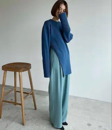 [택 포함 새상품] CLANE 베이직 턱 팬츠 블루