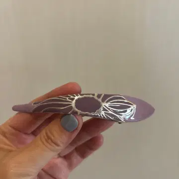 피카레 보라색 꽃 무늬 헤어핀 퍼플