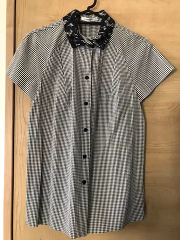 CARVEN 칼벤 깅엄 체크 반팔 셔츠 34 택 포함 미사용