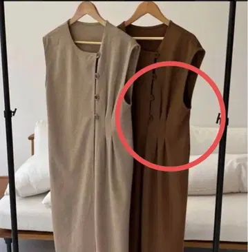 lawgy 오리지널 사이드 버튼 베스트 원피스 브라운