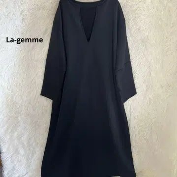 블랙 V넥 긴팔 원피스 라지엠