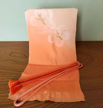 벚꽃색 허리띠 오비 장식 천 세트 순수 실크 탄고 크레이프 원단 스즈노야