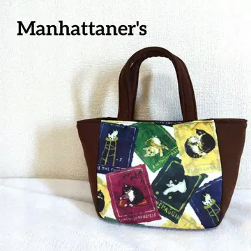 맨해트너즈 핸드백 미니 토트백 고양이 캣 프린트 런치