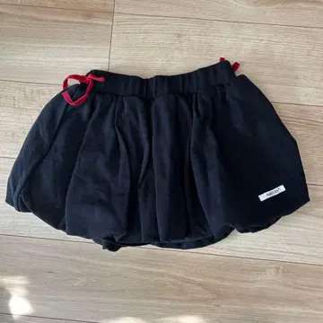 AmlyCity 블랙 벨로아 리본 포함 플레어 스커트