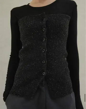 OHOTORO 믹스 튜브 니트 블랙