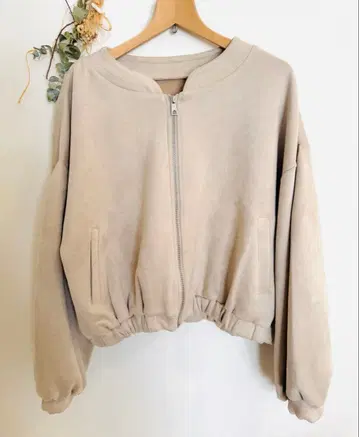 그레일 F 베이지 집업 크롭 자켓