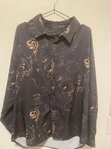 긴팔 셔츠 패턴 셔츠 블랙 L 사이즈