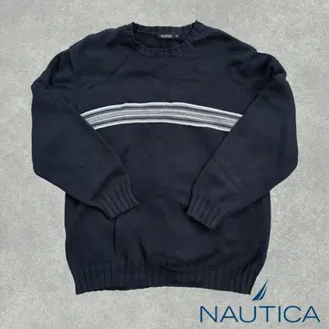 NAUTICA 네이비 니트 스웨터 스트라이프
