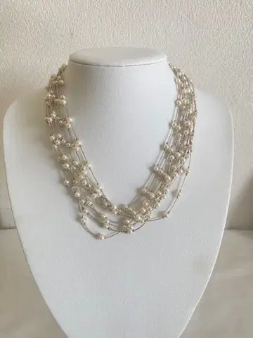 스털링 925 진주 목걸이 10줄 럭셔리 귀걸이 세트