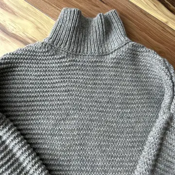 OURHOME 고급 울 하이넥 니트 브라운 그레이