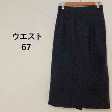 롱 타이트 스커트 [ 허리 67 ] 울 다크 그레이