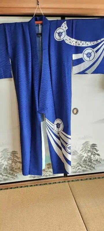 파란색 물결 무늬 춤 축제